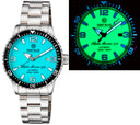 Alpha Marine Automatic Black White Ceramic Luminous Bezel Full Lume Teal Ice Blue Dial