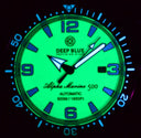 Alpha Marine Automatic Black White Ceramic Luminous Bezel Full Lume Teal Ice Blue Dial