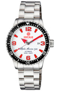 Alpha Marine Automatic Black White Ceramic Luminous Bezel Full Lume White Red Dial