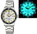 Alpha Marine Automatic Black White Ceramic Luminous Bezel Full Lume White Yellow Dial
