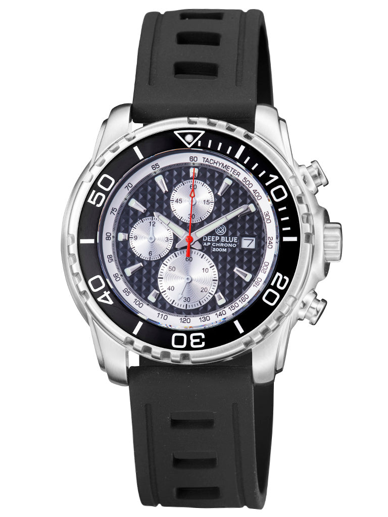 Black Silicon Strap Rally Design Hydro 55 W/ Deep Blue Logo SS Buckle(No Bracelet Provided)