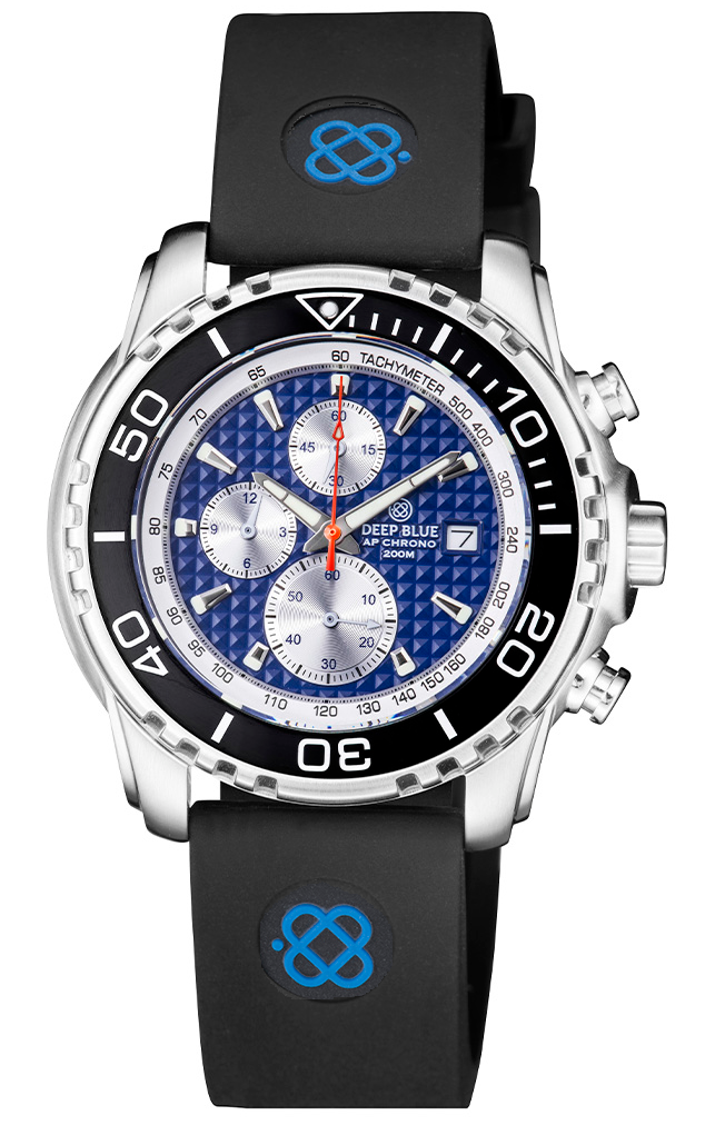 Black Silicon Strap With Blue Deep Blue Logo & SS Buckle(No Bracelet Provided)