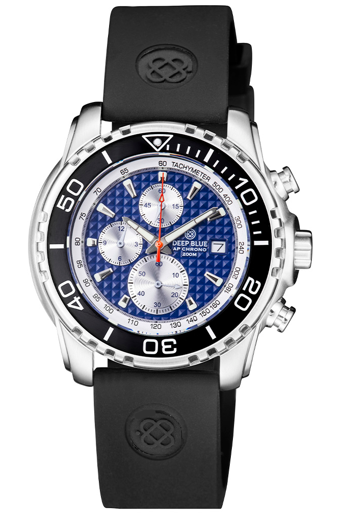Black Silicon Strap With Black Deep Blue Logo & SS Buckle(No Bracelet Provided)