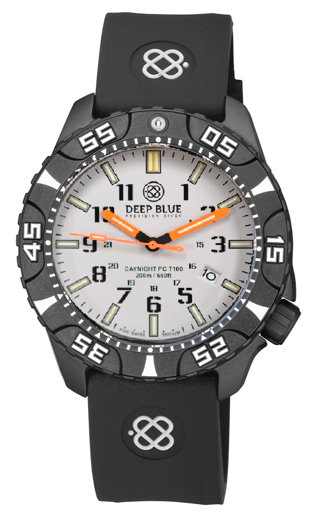 Black Silicon Strap With White Deep Blue Logo & PVD Buckle