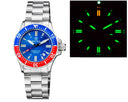 Daynight 41 Tritdiver T-100 Tritium Tubes Automatic Blue / Red Bezel- Blue Dial