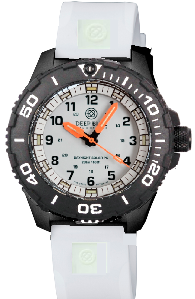 White Silicon Strap With White Deep Blue Logo & PVD Buckle