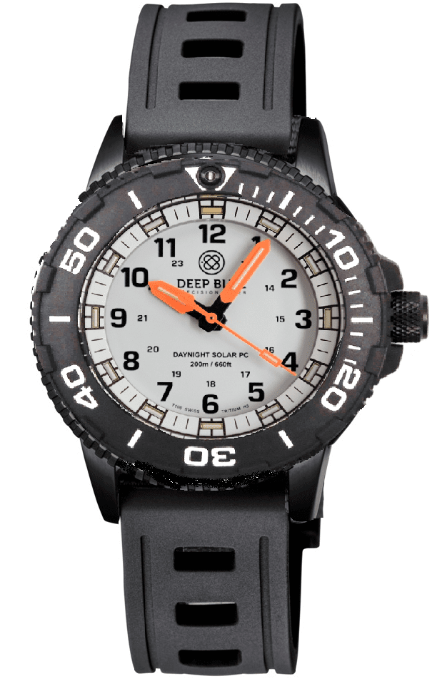 Black Silicon Strap Vented Design Hydro 55 W/ Deep Blue Logo PVD Buckle