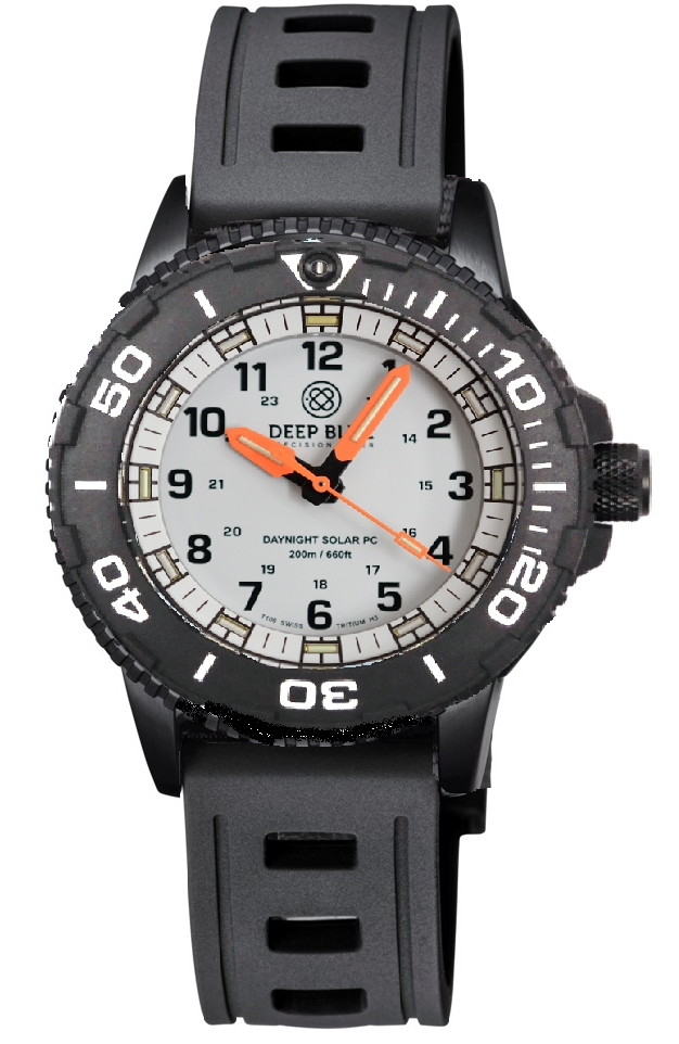 Black Silicon Strap Vented Design Hydro 55 W/ Deep Blue Logo PVD Buckle