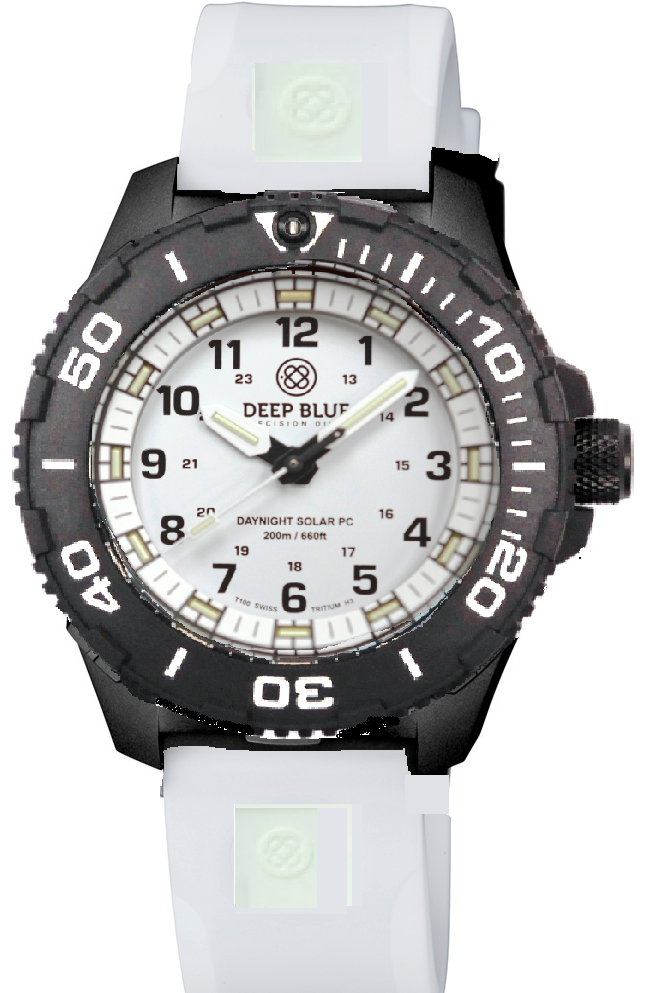 White Silicon Strap With White Deep Blue Logo & PVD Buckle