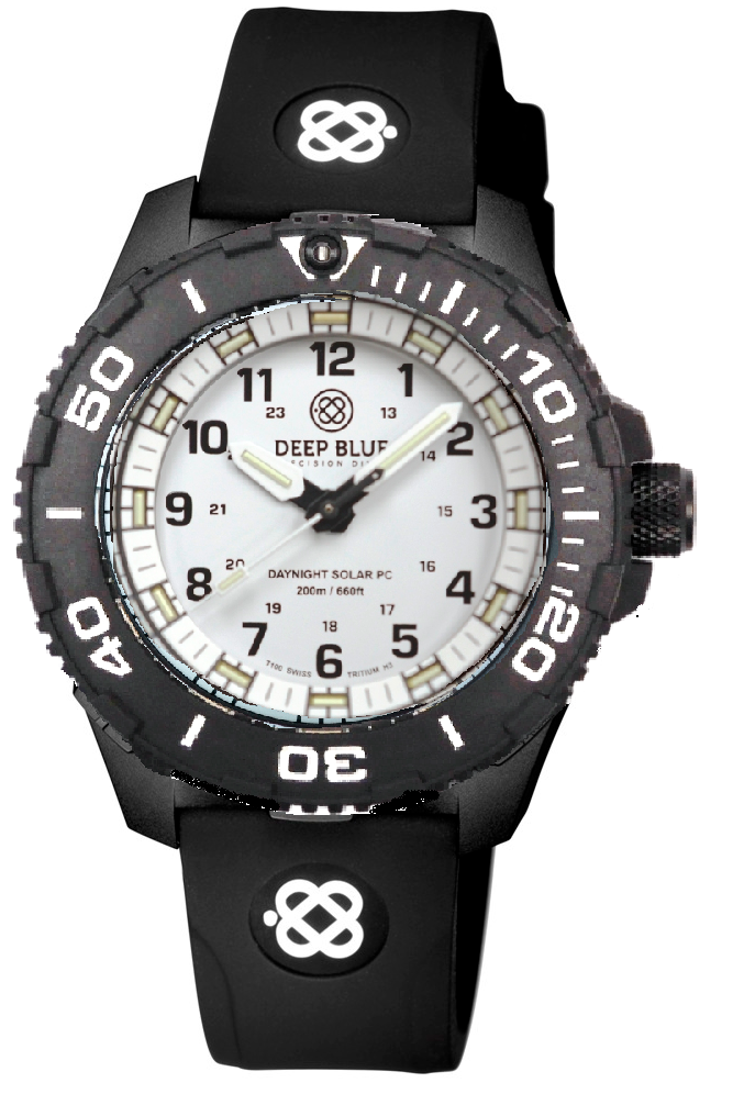 Black Silicon Strap With White Deep Blue Logo & PVD Buckle