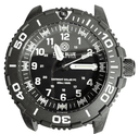 Daynight 43mm Diver Solar Powered PC Tritium Watch- Black/white Bezel - Black Dial- White Hands - White Numbers Green/orange Tritium Tubes – Strap