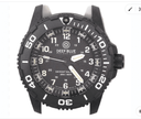 Daynight 43mm Diver Solar Powered PC Tritium Watch- Black/white Bezel - Black Dial- White Hands - White Numbers Green/orange Tritium Tubes – Strap
