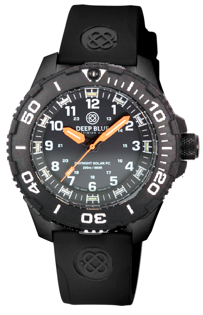 Black Silicon Strap With Black Deep Blue Logo & PVD Buckle