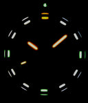 Daynight 43mm Diver Solar Powered PC Tritium Watch- Black White Bezel - Black Dial- White Numbers - Orange Hands 3 Color Wog Tritium Tubes Strap