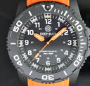 Daynight 43mm Diver Solar Powered PC Tritium Watch- Black White Bezel - Black Dial - White Numbers - Orange Hands 3 Colo
