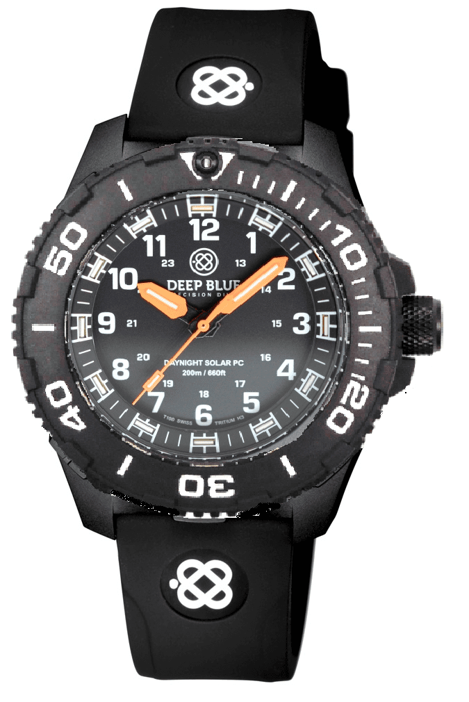 Black Silicon Strap With White Deep Blue Logo & PVD Buckle