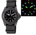 Daynight 43mm Diver Solar Powered PC Tritium Watch- Stealth Bezel - White Numbers White Hands 3 Color Tritium Tubes � St