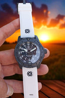 Daynight 43mm Diver Solar Powered PC Tritium Watch- Stealth Bezel - White Numbers White Hands 3 Color Tritium Tubes � St