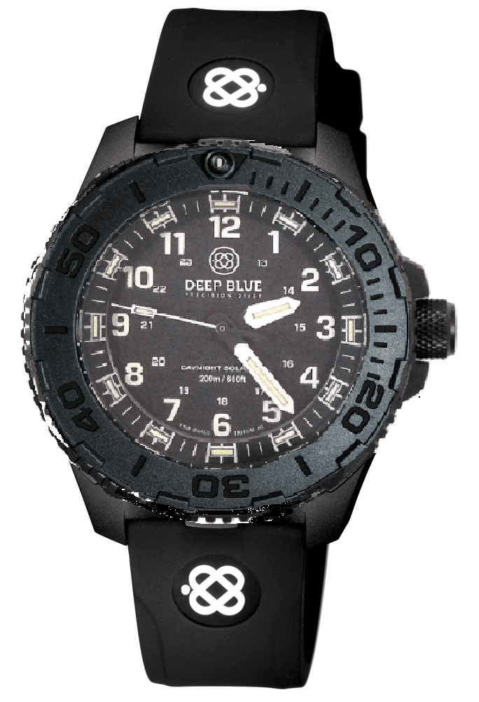 Black Silicon Strap With White Deep Blue Logo & PVD Buckle