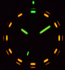 Daynight 43mm Diver Solar Powered PC Tritium Watch- Stealth Bezel - Black Dial - White Numbers - Orange Hands 2 Color Tr
