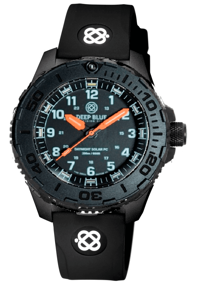 Black Silicon Strap With White Deep Blue Logo & PVD Buckle