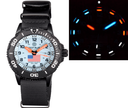 DayNight 43 Solar — Black/White White Flag Orange Strap