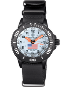 DayNight 43 Solar — Black/White White Flag Orange Strap