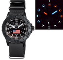 Daynight 43mm Diver Solar Powered PC USA Tritium Watch - Stealth Bezel White Numbers USA Flag 3 Color Tritium Tubes � St
