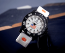 Daynight 43mm Diver Solar Powered PC USA Tritium Watch- Black/White Bezel - White Dial USA Flag 3 Color Tritium Tubes Wh