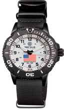 Daynight 43mm Diver Solar Powered PC USA Tritium Watch- Black/White Bezel - White Dial USA Flag 3 Color Tritium Tubes Wh
