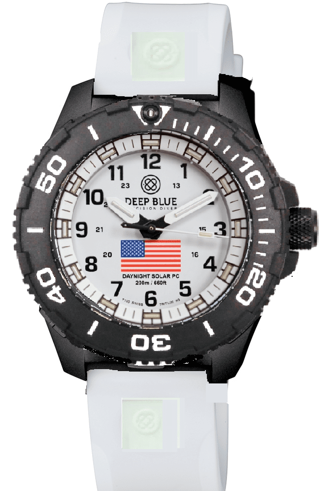 White Silicon Strap With White Deep Blue Logo & PVD Buckle