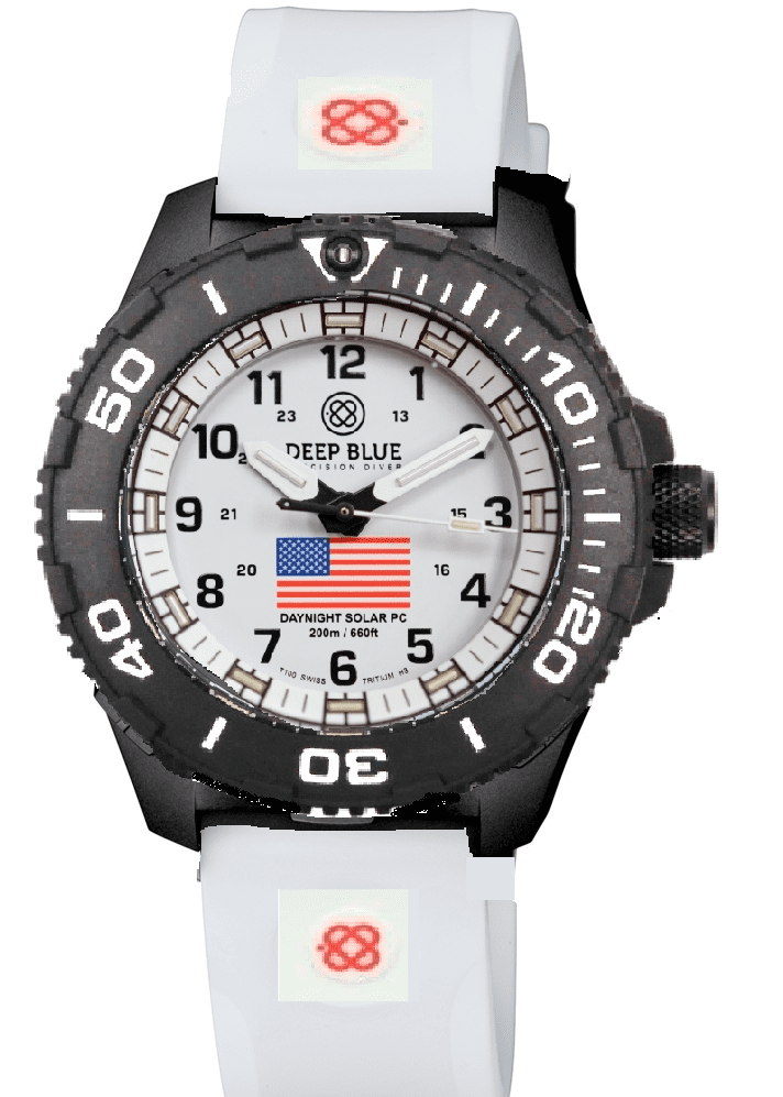 White Silicon Strap With Red Deep Blue Logo & PVD Buckle