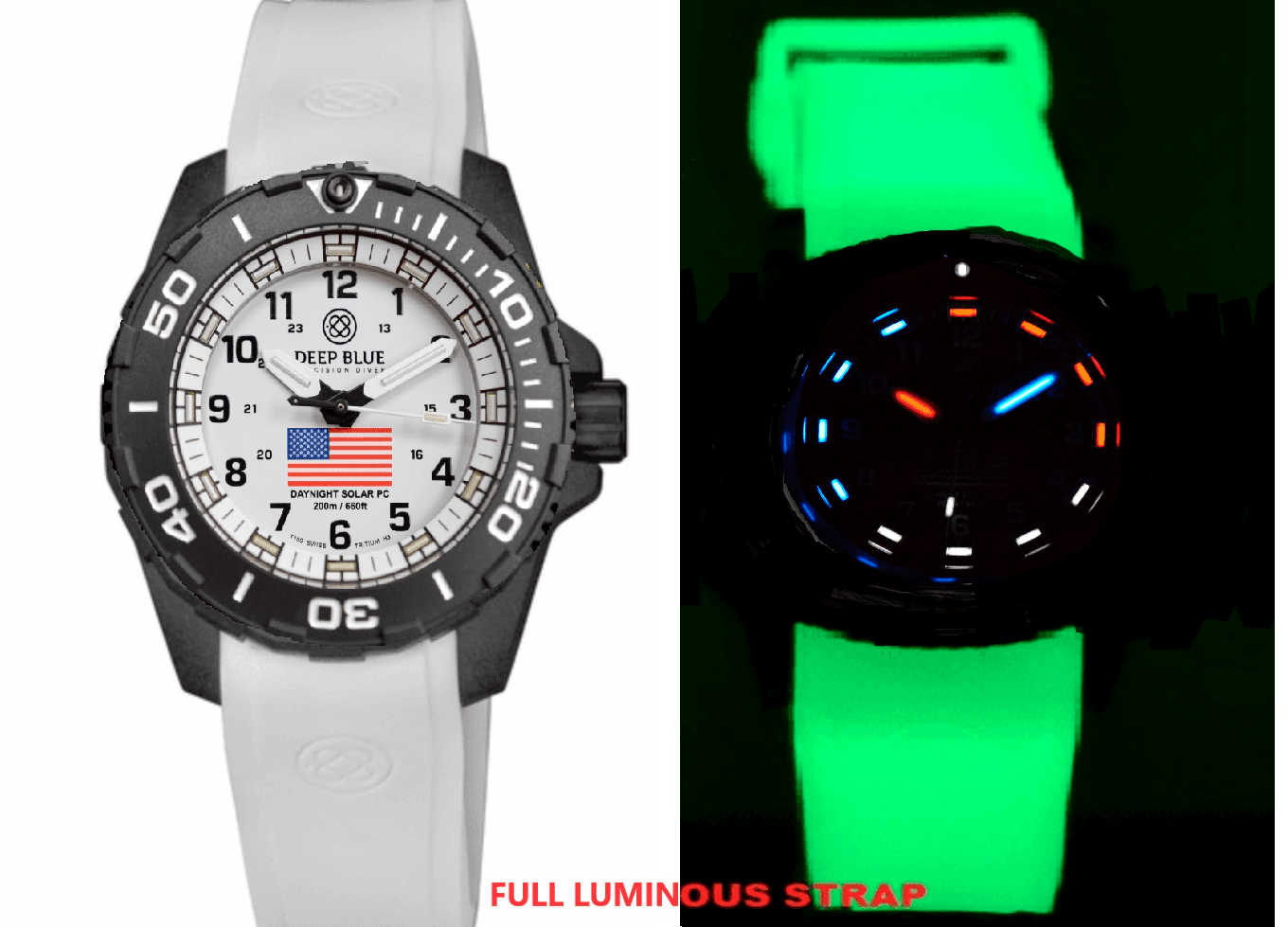 Luminous Custom OEM Strap Deep Blue Logo PVD Buckle
