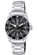 Daynight 43mm Diver Solar Powered Stainless Steel Case Tritium Watch - Black/white Bezel – Black Dial -bracelet