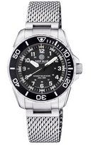 Daynight 43mm Diver Solar Powered Stainless Steel Case Tritium Watch - Black/white Bezel – Black Dial -bracelet