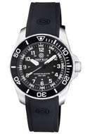 Daynight 43mm Diver Solar Powered Stainless Steel Case Tritium Watch - Black/white Bezel – Black Dial -strap
