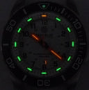Daynight 43mm Diver Solar Powered Stainless Steel Case Tritium Watch - Black White Bezel – White Dial - Orange Hands Strap