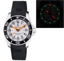 Daynight 43mm Diver Solar Powered Stainless Steel Case Tritium Watch - Black White Bezel – White Dial - Orange Hands Strap