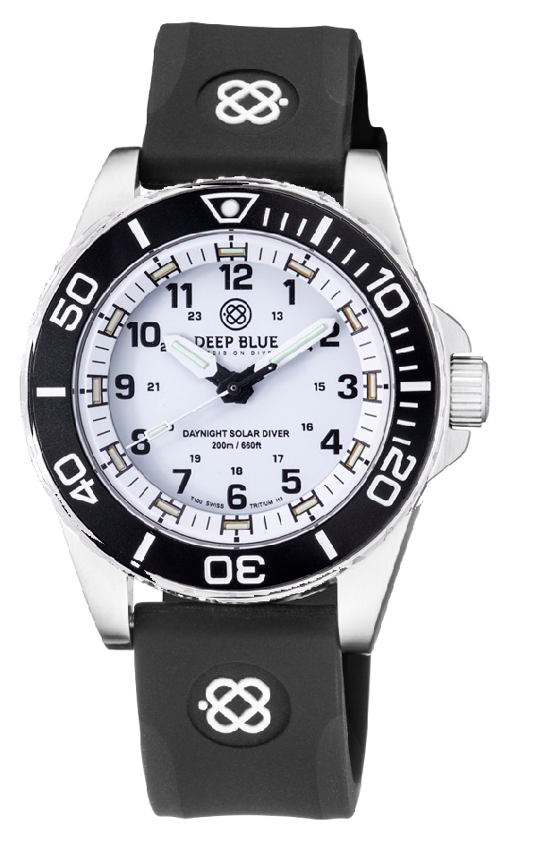 Black Straight End Silicon Strap With White Deep Blue Logo