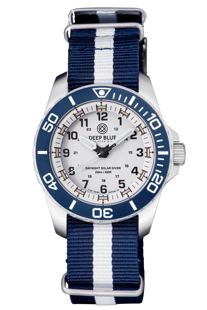 Nylon 1 Piece Zuto Strap 4 Square Blue White Stripe W/Deep Blue Logo