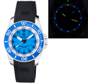 Daynight 43mm Diver Solar Powered Stainless Steel Case Tritium Watch - Light Blue Bezel Miami Blue Dial- Strap
