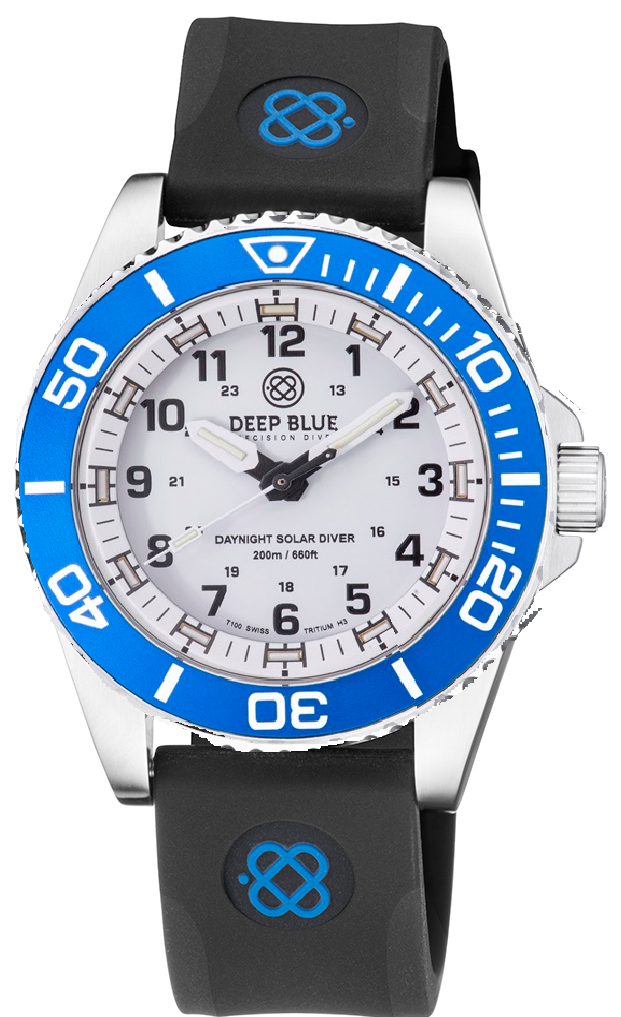 Black Straight End Silicon Strap With Light Blue Deep Blue Logo
