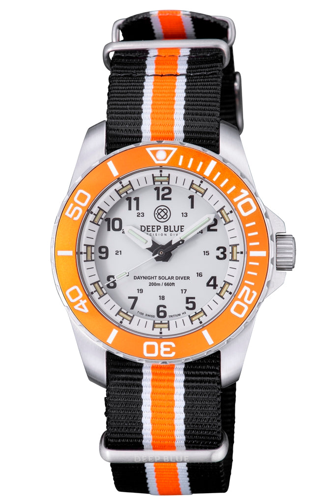 Nylon 1 Piece Zuto Strap 4 Square Black Orange White Stripe W/Deep Blue Logo