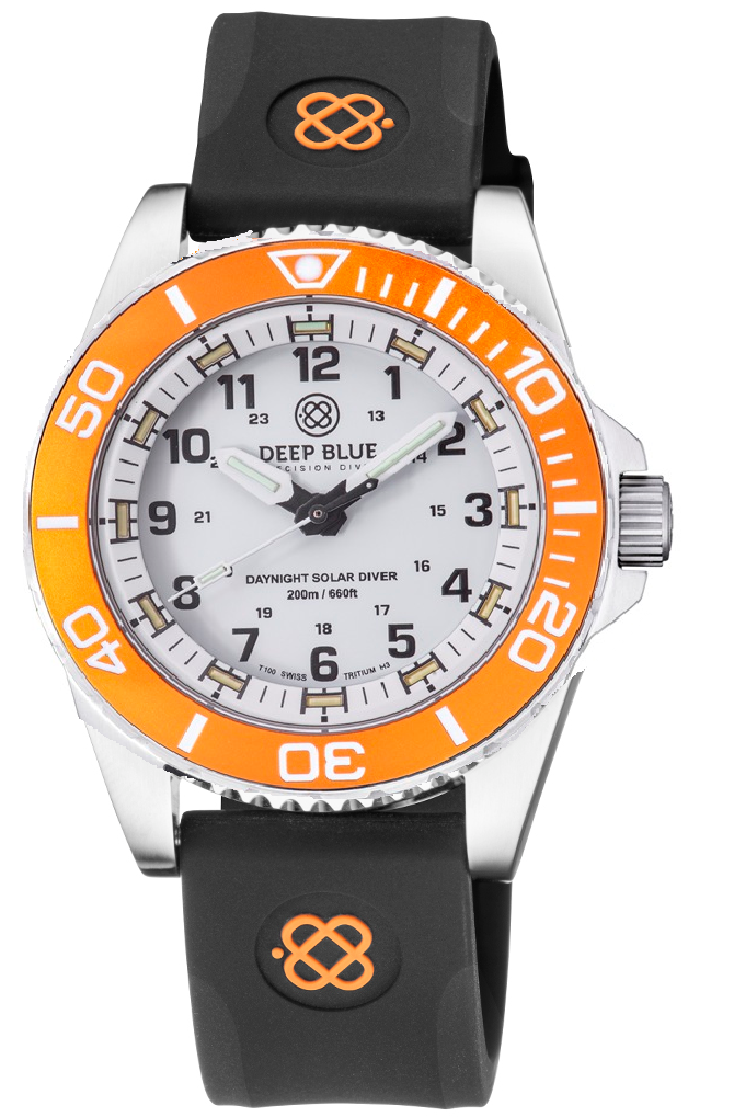 Black Straight End Silicon Strap With Orange Deep Blue Logo