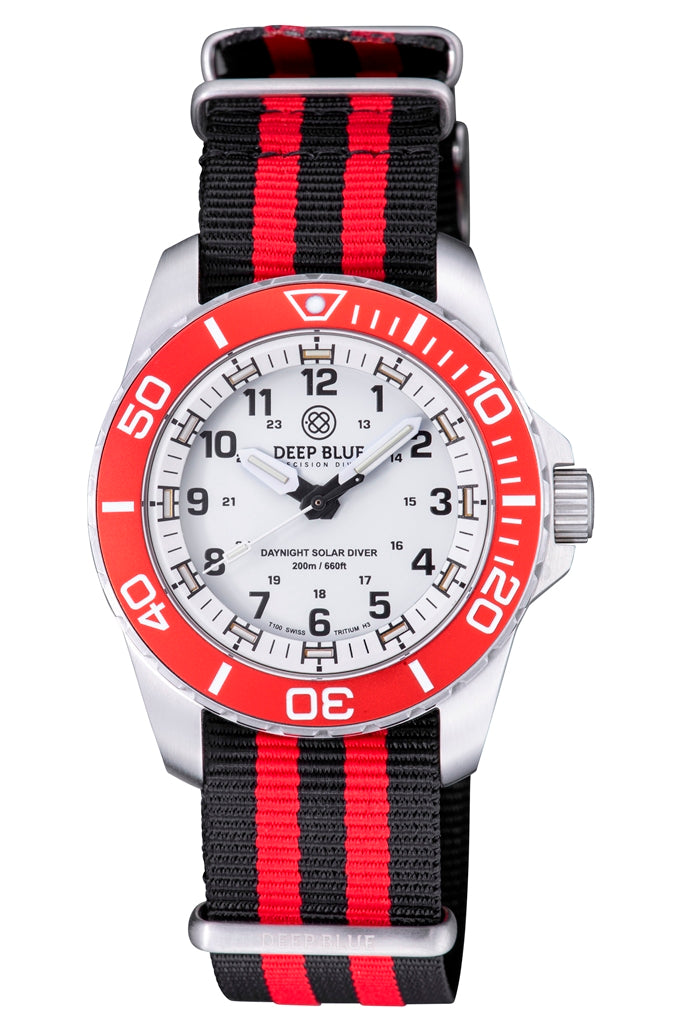 Nylon 1 Piece Zuto Strap 4 Square Red/Black Stripe W/Deep Blue Logo