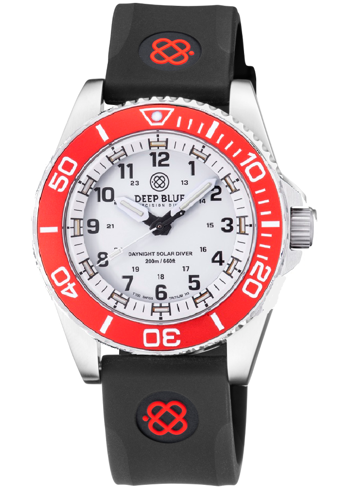 Black Straight End Silicon Strap With Red Deep Blue Logo