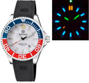 Daynight Commander T-100 Automatic Blue/red Bezel - White Dial Strap