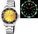 Daynight Diver Black Ceramic Bezel - Yellow Sunray Dial - Green/orange Cylindrical Tubes Bracelet