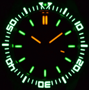 Daynight Diver Black Ceramic Bezel - Yellow Sunray Dial - Green/orange Cylindrical Tubes Bracelet