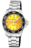 Daynight Diver Black Ceramic Bezel - Yellow Sunray Dial - Green/orange Cylindrical Tubes Bracelet